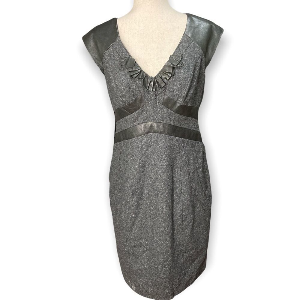 Rebecca Taylor wool and leather shift dress size 12